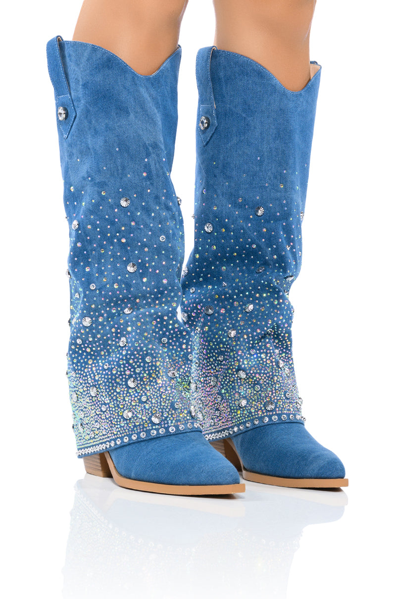 AZALEA WANG MELLOW WESTERN DENIM BOOT view 0