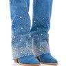 Front View Azalea Wang Mellow Western Denim Boot