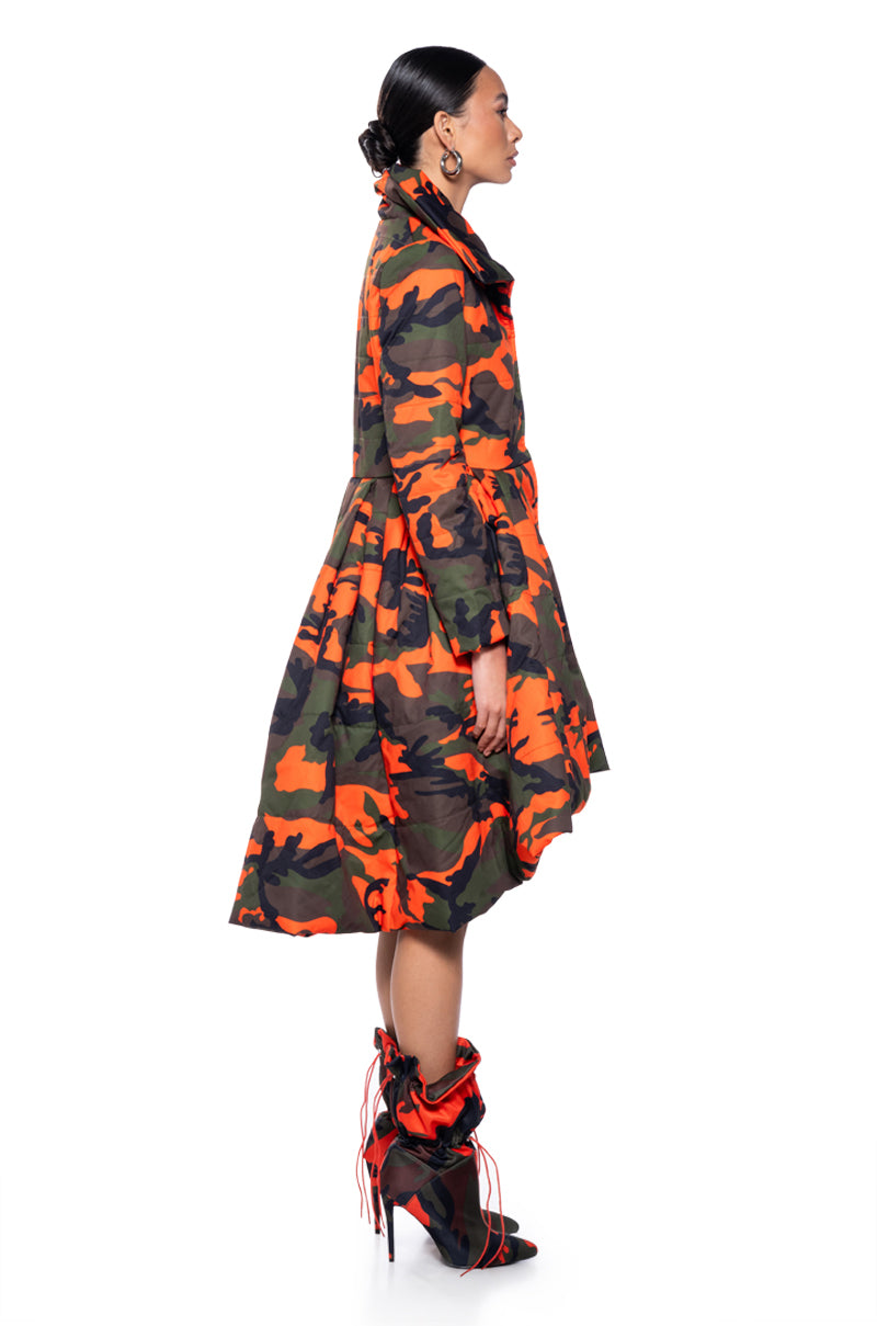 Back View Azalea Wang Midtown Peplum Puffer Trench