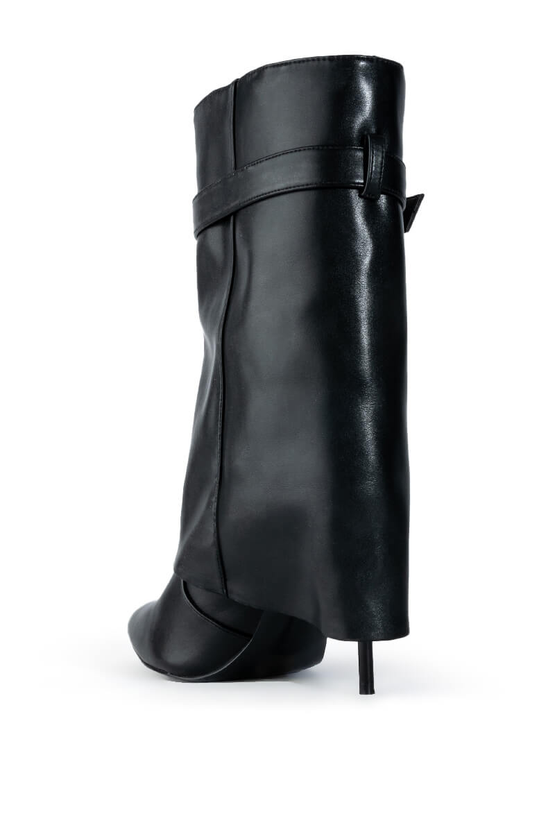 Detail View Azalea Wang Mine Fold Over Stiletto Bootie In Black