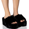 Front View Azalea Wang Minna Faux Fur Mule In Black