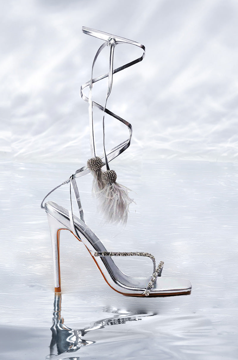 Front View Azalea Wang Missy Stiletto Metallic Sandal In Silver