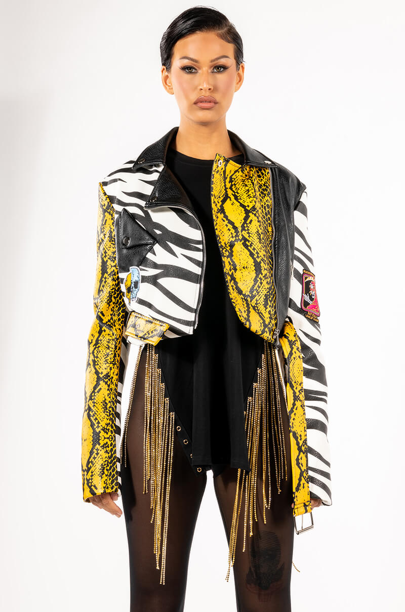 Detail View Azalea Wang Misunderstood Crop Moto Jacket