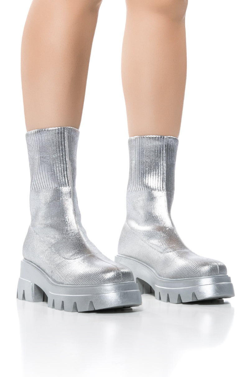Front View Azalea Wang Mitty Silver Bootie