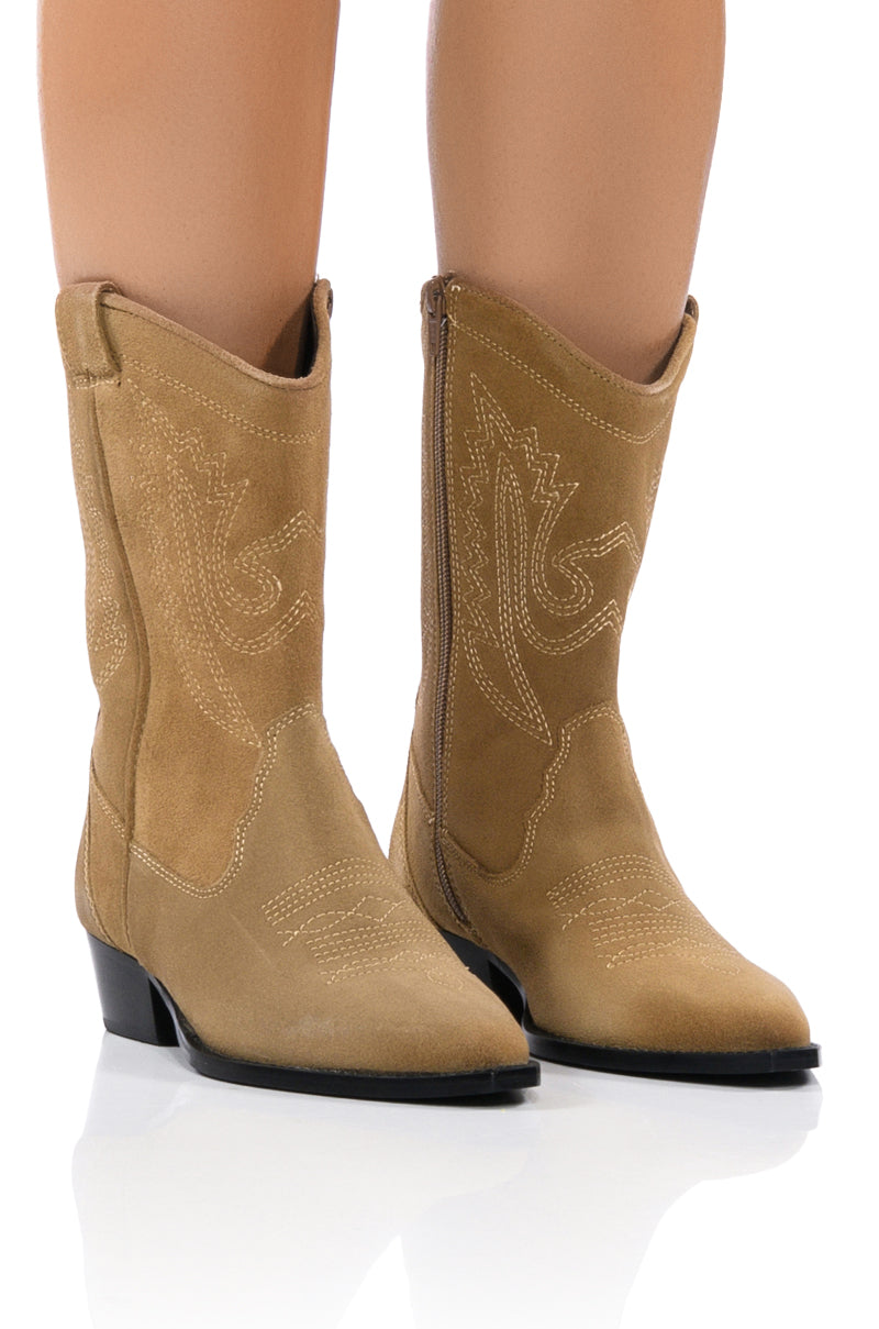 Front View Azalea Wang Moco Tan Western Boot