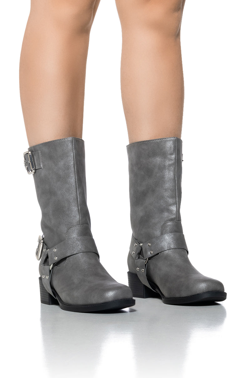 Front View Azalea Wang Mon Cherie Gray Bootie