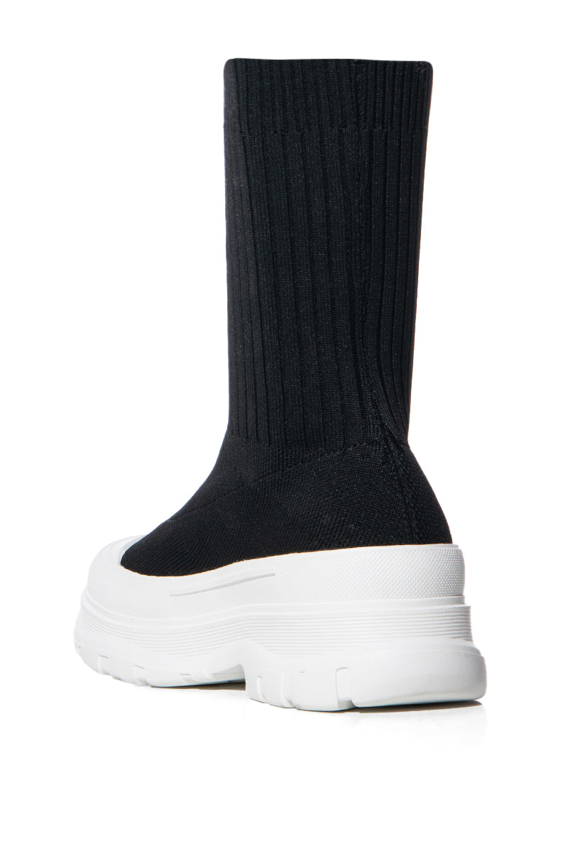 Detail View Azalea Wang Money Moves Knit High Top Sneaker In Black