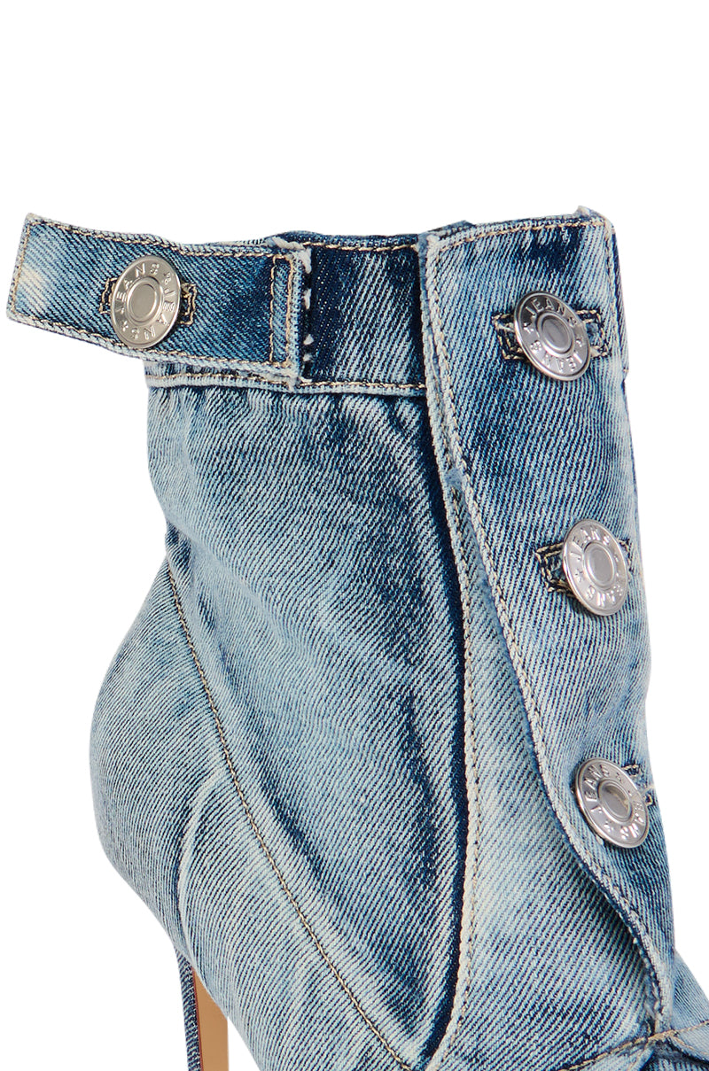Full View Azalea Wang Moriah Denim Stiletto Bootie