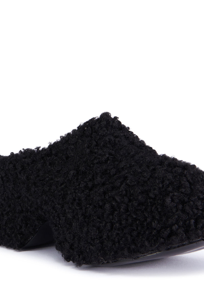 Full View Azalea Wang Morticia Black Sherpa Clog 8