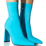 Front View Azalea Wang Moscato Neoprene Bootie In Blue