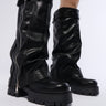 Front View Azalea Wang Mosella Black Fold Over Flatform Boot