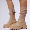 Front View Azalea Wang Mota Tan Pu And Sweater Boot