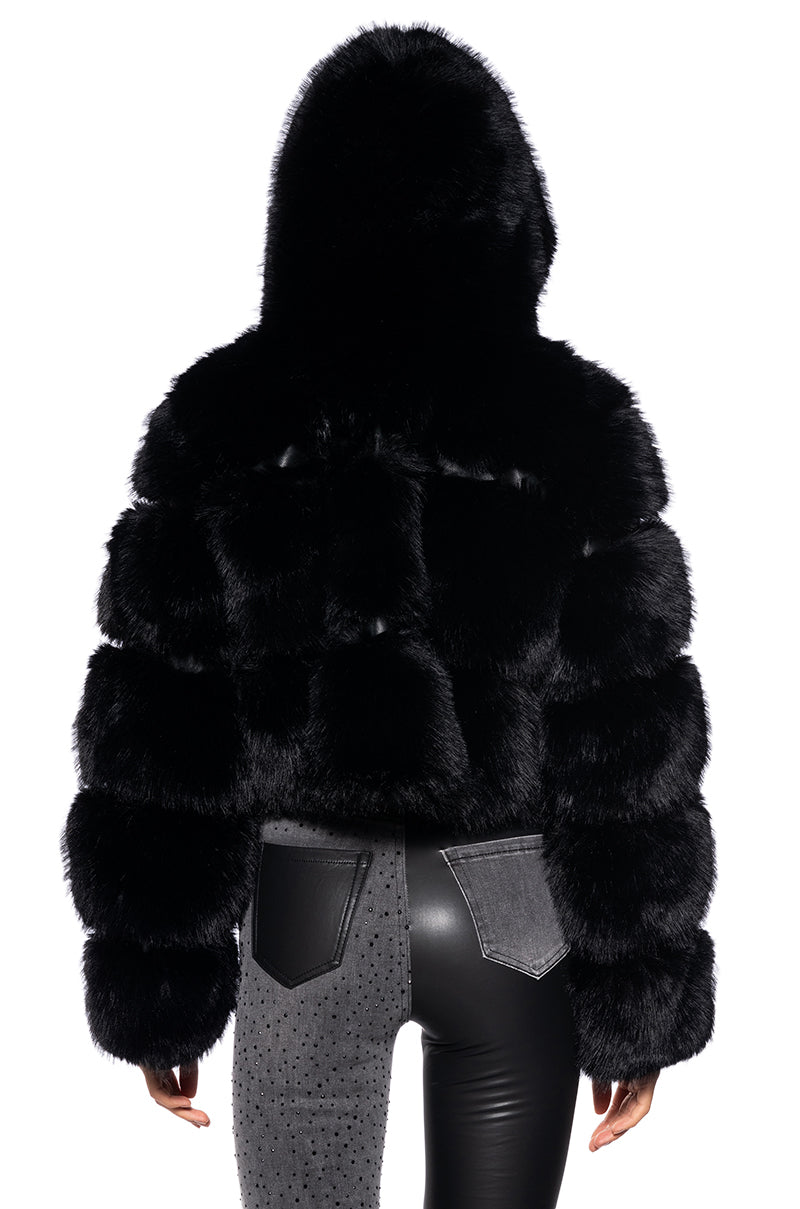 Full View Azalea Wang Muffin Soft And Luxe Crop Faux Fur Jacket In Black