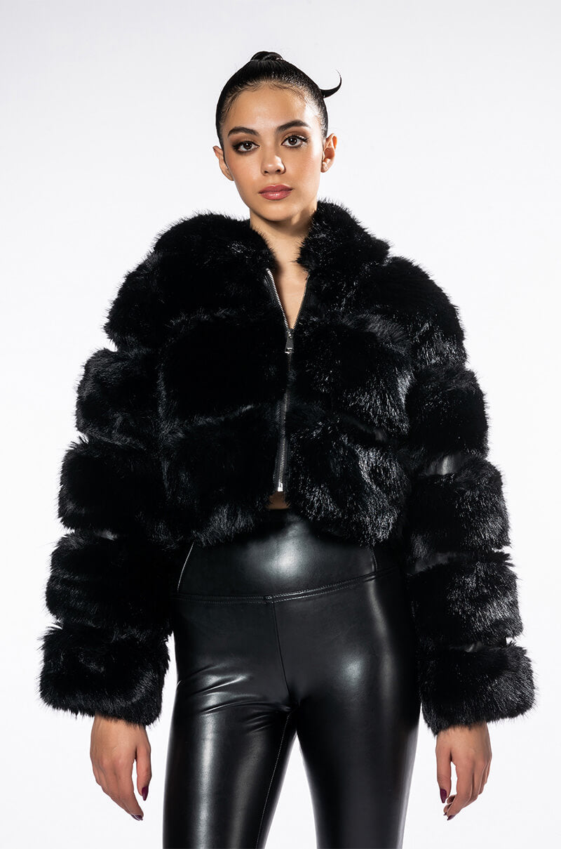 Full View Azalea Wang Muffin Soft And Luxe Crop Faux Fur Jacket