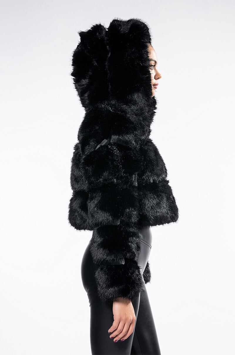 Extra View Azalea Wang Muffin Soft And Luxe Crop Faux Fur Jacket