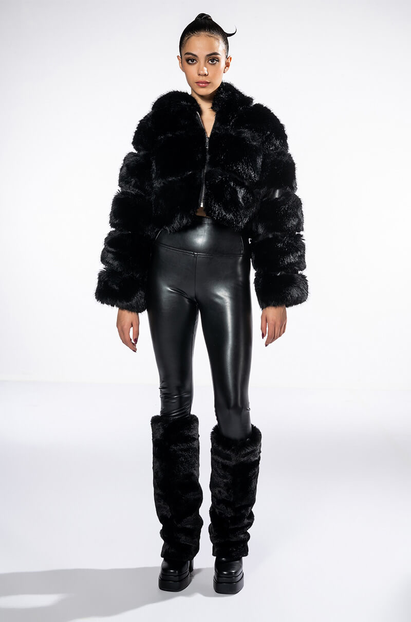 Extra View Azalea Wang Muffin Soft And Luxe Crop Faux Fur Jacket