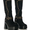 Front View Azalea Wang Muna Black Faux Suede Boot