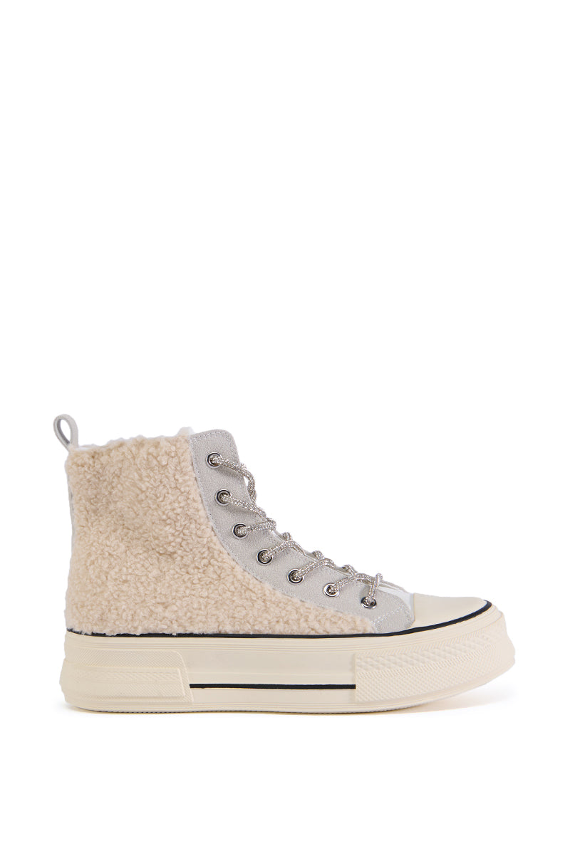 AZALEA WANG MUSEUM TAN MULTI SHERPA HIGHTOP SNEAKER view 0