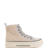 Back View Azalea Wang Museum Tan Multi Sherpa Hightop Sneaker