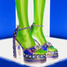 Front View Azalea Wang My Kinda Party Chunky Sandal In Blue