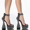 Front View Azalea Wang My Place Or Yours Chunky Sandal In Black