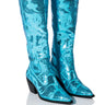 Front View Azalea Wang My Sweetheart Sequin Embellished Boot In Blue