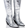 Front View Azalea Wang My Sweetheart Sequin Embellished Boot In Silver