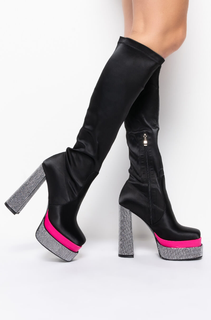 Side View Azalea Wang Name Your Price Chunky Boot In Black