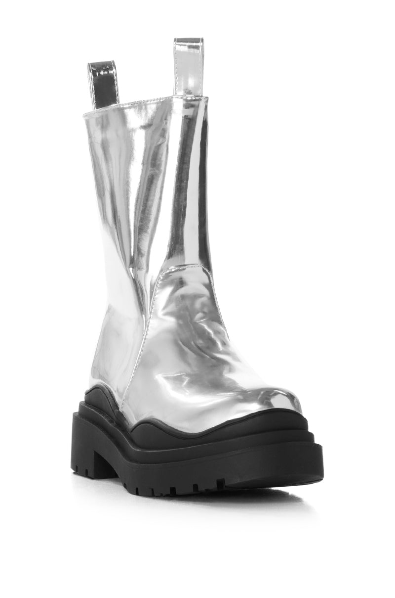 Back View Azalea Wang Natchez Silver Combat Bootie 3