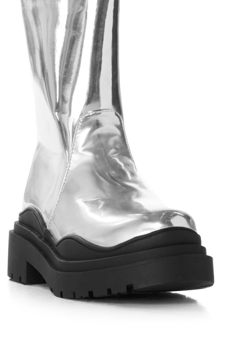 Full View Azalea Wang Natchez Silver Combat Bootie 5