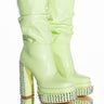 Front View Azalea Wang Nature Slouch Stud Bootie In Green