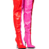 Front View Azalea Wang Neapolitan Colorblock Thigh High Boot In Red