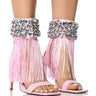 Front View Azalea Wang Neave Embellished Tassel Sandal In Pink