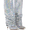 Front View Azalea Wang Nebula Sequin Embellished Boot In Silver