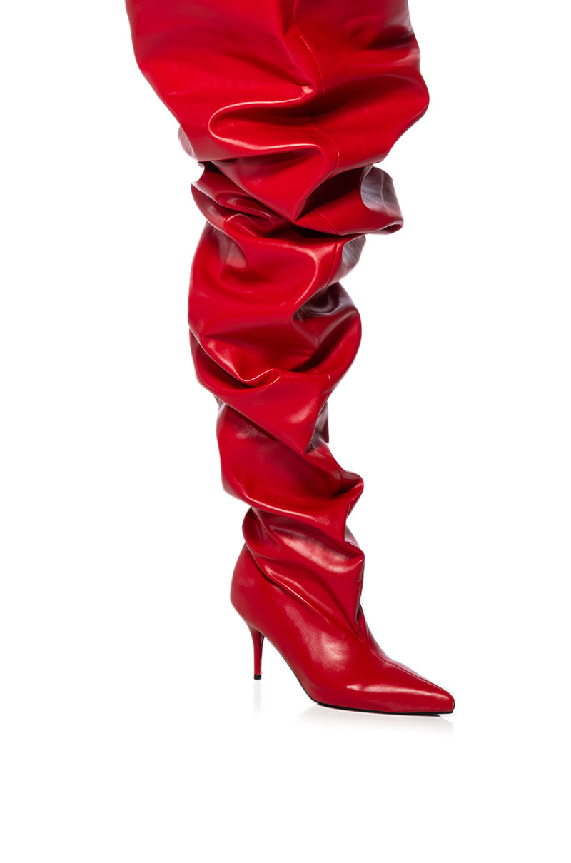 Extra View Azalea Wang Nemy Red Kitten Heel Thigh High Boot