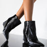 Front View Azalea Wang Never A Bad Idea Wedge Bootie In Black in Black Pu