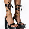 Front View Azalea Wang Never Been Better Chunky Sandal In Black