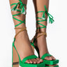 Front View Azalea Wang Never Been Better Chunky Sandal In Green