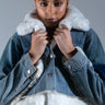 Front View Azalea Wang New Levels Denim Jacket With Faux Fur