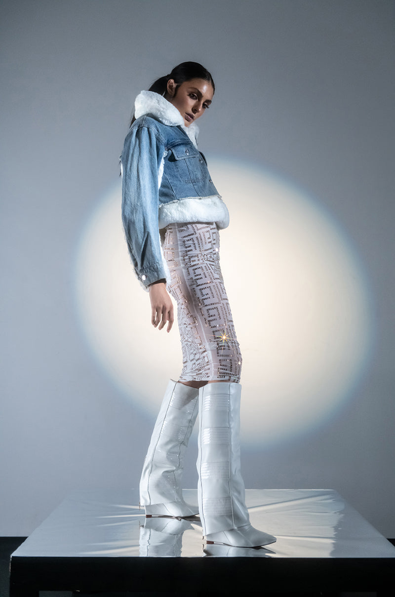 Extra View Azalea Wang New Levels Denim Jacket With Faux Fur