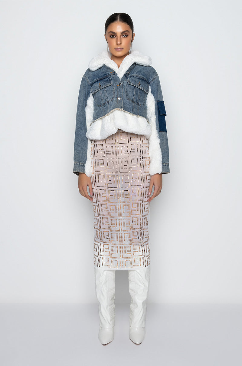 Extra View Azalea Wang New Levels Denim Jacket With Faux Fur