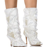 Front View Azalea Wang New Muse White Sequin Embellished Bootie