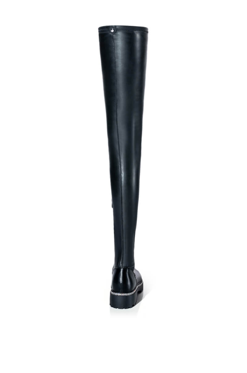 Detail View Azalea Wang New Rules Thigh High Stretch Boot In Black