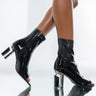 Front View Azalea Wang Next Level Peep Toe Bootie In Black