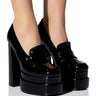 Front View Azalea Wang Nicki Chunky Patent Loafer In Black