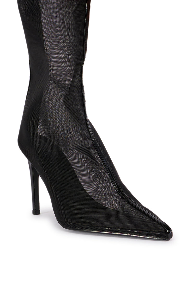 Full View Azalea Wang Nicolai Black Mesh Knee High Boot