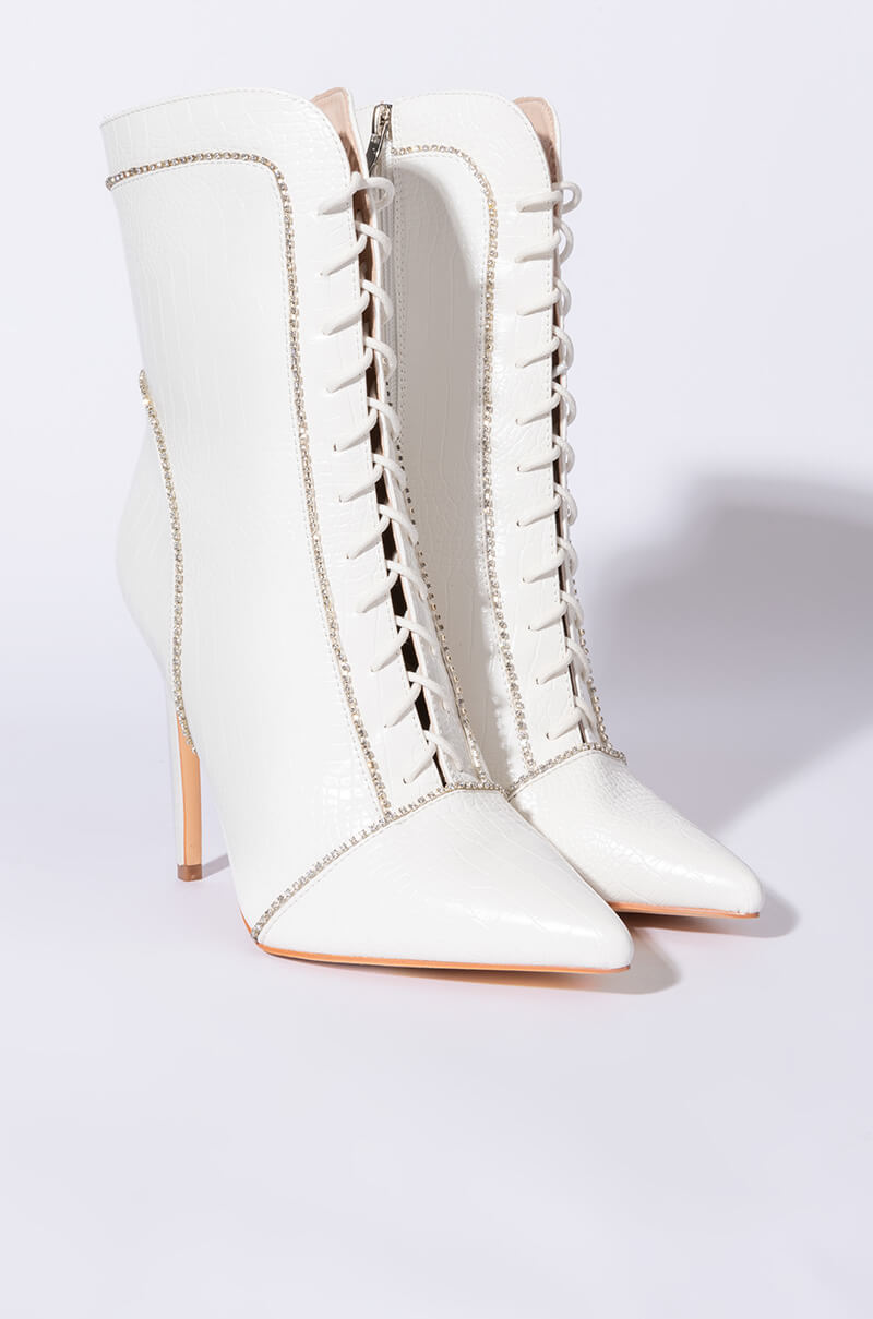 Detail View Azalea Wang Nights In Vegas Stiletto Bootie In White Croc 3