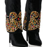 Front View Azalea Wang Niko Embellished Suede Bootie In Black