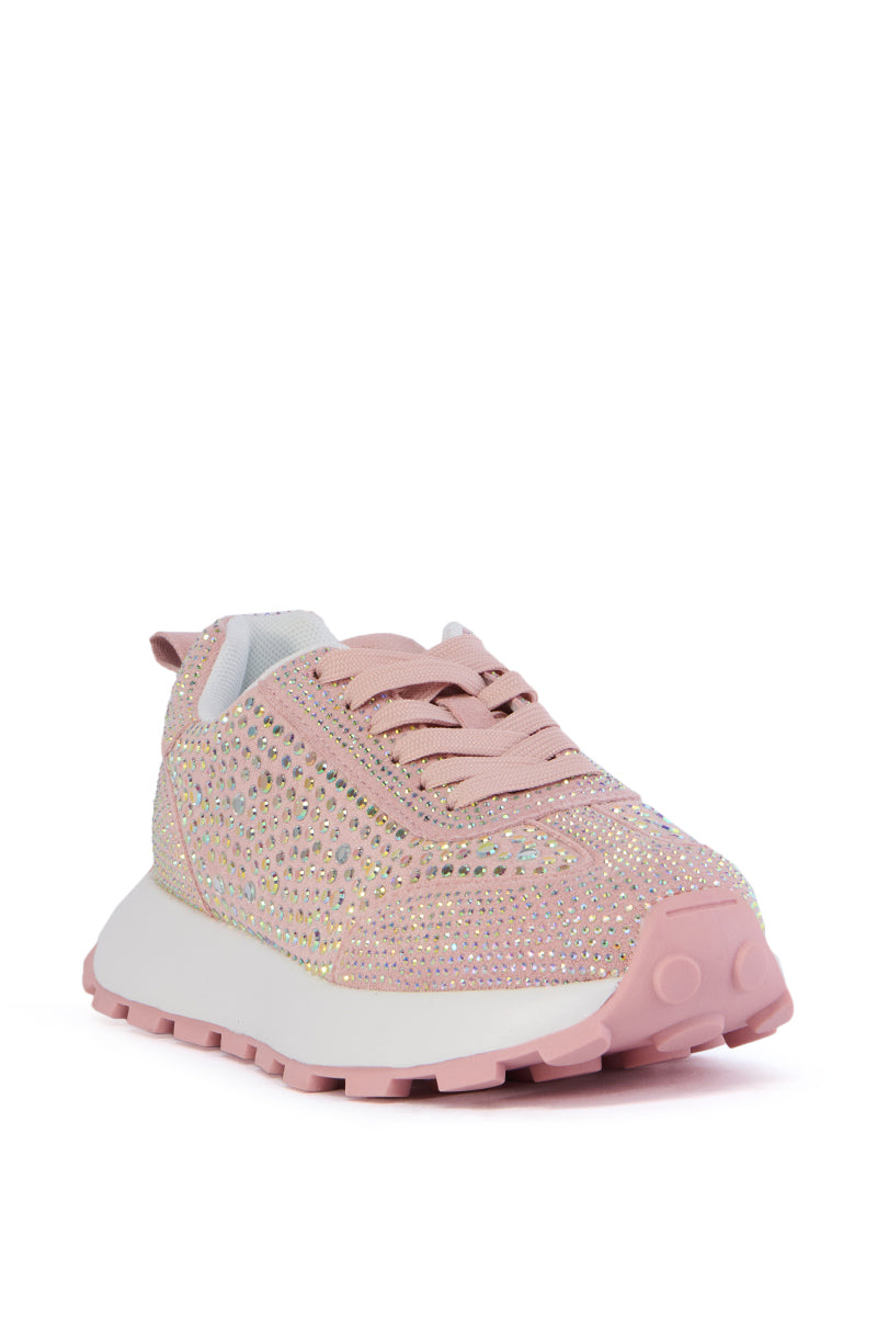 Back View Azalea Wang Nikole Pink Embellished Sneaker 2