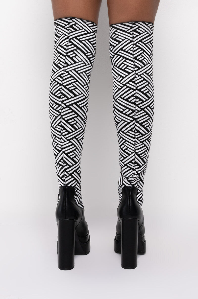 Detail View Azalea Wang No Small Talk Chunky Boot In Black White